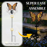 Butterfly Solar Lights for Outside, 36 inches Waterproof Metal Solar Pathway Lights, Large Solar Butterfly Lights Outdoor Garden Decor, Warm Amber LED Stake Lights Outdoor Yard