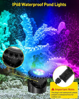 T-SUN Colored Pond Lights with Timer, LED Underwater Submersible Fountain Fish Tank Landscape Lights - Smart APP & Remote Control, IP68 Waterproof (Set of 3)