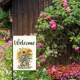 Spring Sunflower Garden Flag for Outside,Welcome Spring Garden Flag Yard Lawn Porch Flags for Outdoor Decorations 12x18 Inch Double Sided