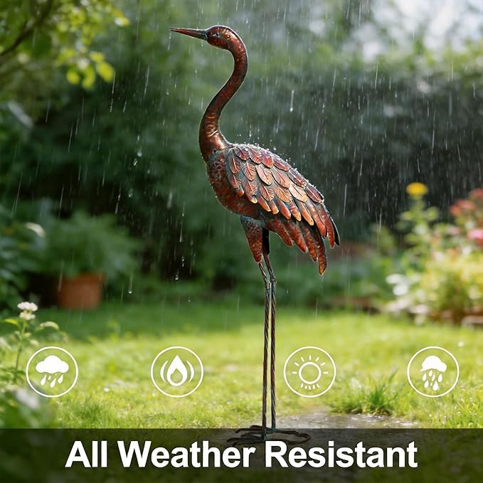 chisheen Outdoor Garden Crane Statues and Sculptures Metal Yard Art Statue for Garden Decoration Large Size