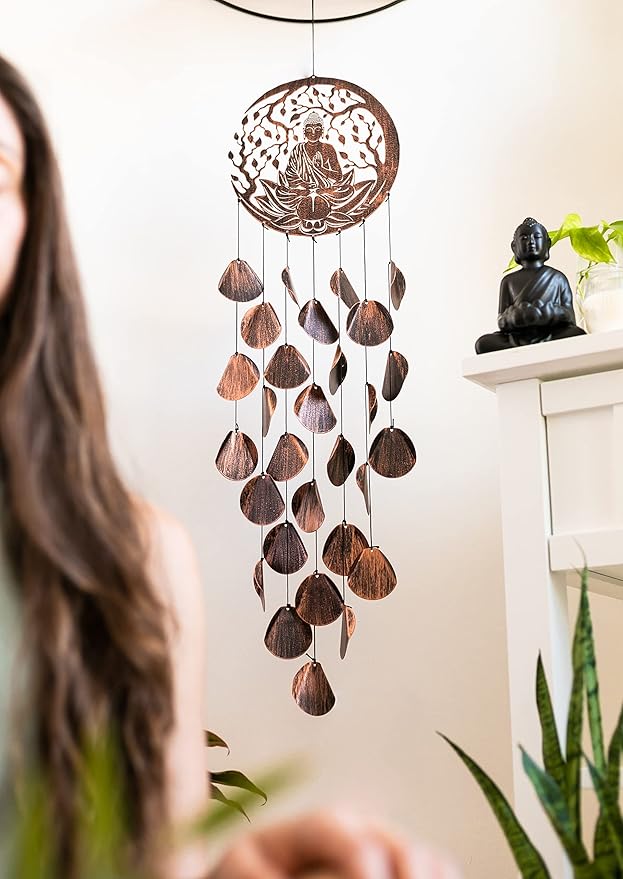 VP Home Shimmering Serenity Buddha Outdoor Garden Decor Wind Chime