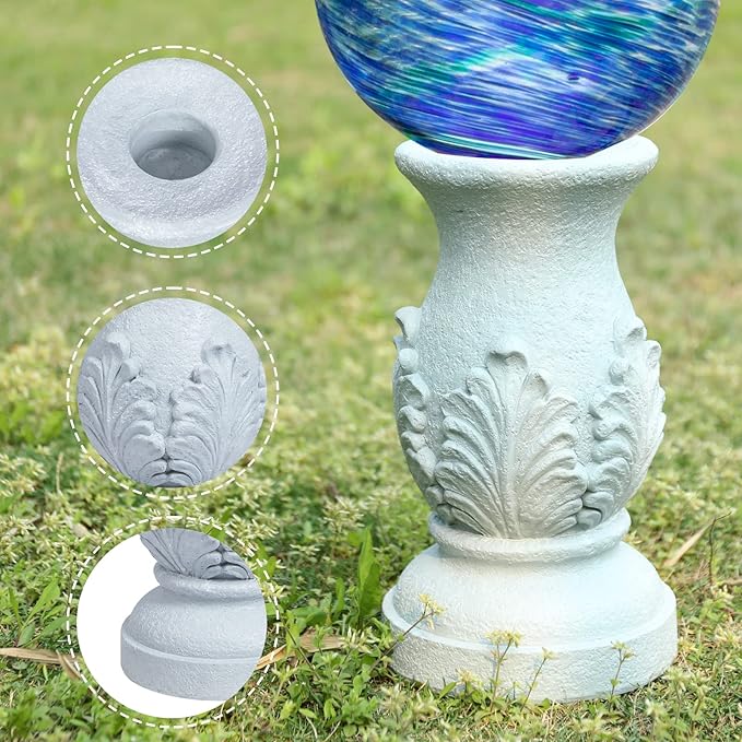 VCUTEKA Gazing Ball Stand, Roman Column Gazing Globe Stand for 8-10 Inch Garden Gazing Globe, Indoor/Outdoor Display Stand Décor Accessories, 12" H