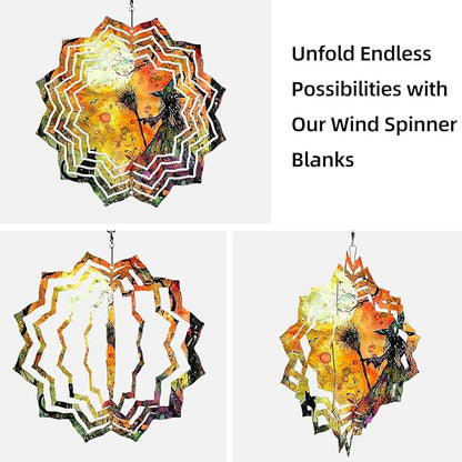 8 Inch Sublimation Wind Spinner, 3D Aluminum Metal Wind Spinner with Hook, Indoor Yard Garden Hanging Decoration, Weather Resistant Rotating Spiral Ornament, Witch and Black Cat