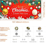 IVN Christmas Garage Door Cover Decoration 13x6ft Gold and White Baubles Red Snowflake Design Merry Christmas Winter Garage Door Banner Home Door Front Yard Decor for Xmas Eve Holiday Outdoor