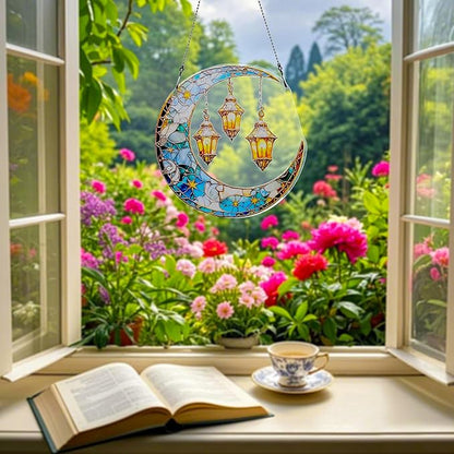 Moon Ornaments Colorful Window Hanging Decorations Home Wall Decor for Indoor Outdoor