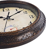 Outdoor Clocks Waterproof with Thermometer Combo Vintage Rustic Wall Clock for Patio Pool Bathroom Kitchen(8 Inch,Bronze)