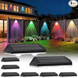 AUDLES Solar Fence Lights Outdoor, 8 Modes Warm & RGB 6 Color Fence Lights Solar Powered for Outside, IP65 Waterproof, 60 Lumens Solar Light for Step, Pathway, Garden, Deck, Stairs - 8 Pack