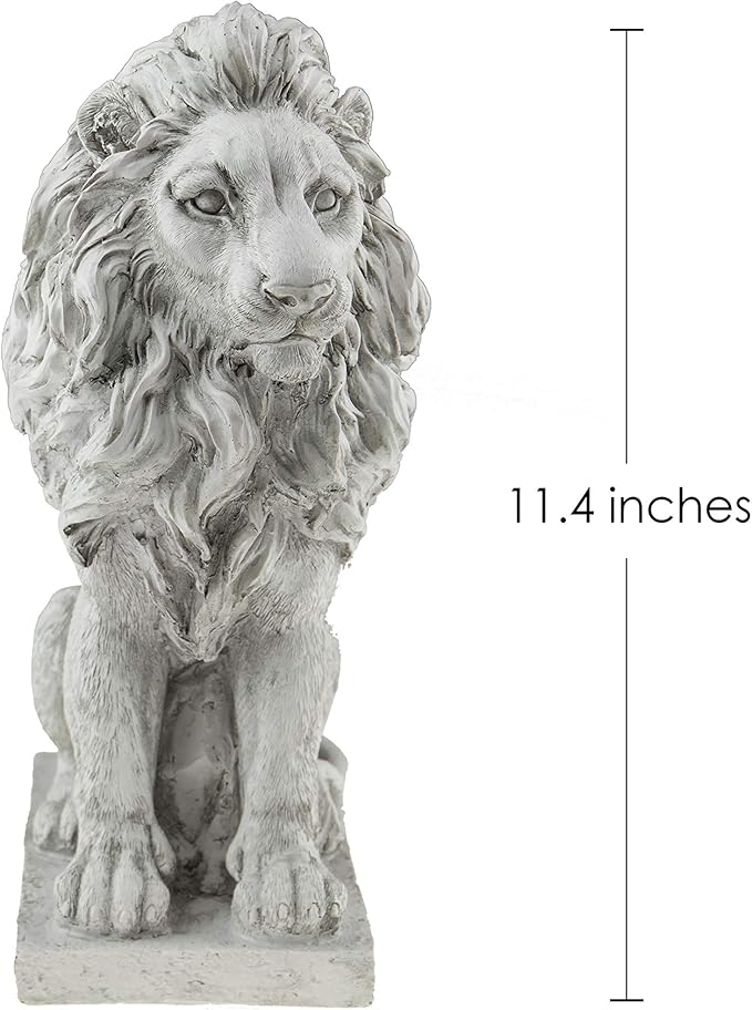 Lion Resin Garden Statue | Outdoor Indoor Figurine Gift Decoration for Home Décor, Patio, Yard, and Garden