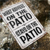 Funny Patio Signs Outdoor Patio Decor Backyard Bar Metal Signs For Outside Pool Tin Signs Patio Wall Decorations Outdoor Porch Accessories What Happens On The Patio Stay On The Patio Sign 8x12 Inches