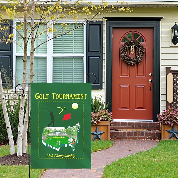 Golf Tournament Garden Flag Club Championship Outdoor Yard Golf Lover Sports Flag Golf Course Putting Green Golfer Theme Front House Banner Lawn Porch Patio Man Cave Home Decor 12x18 Inch
