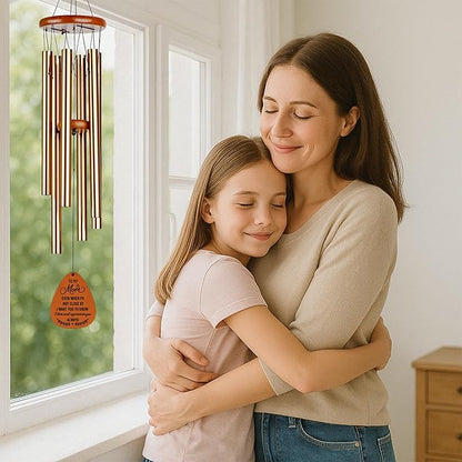 Mothers Day Wind Chime - Mom Wind Chime for Long Distance, Mom Birthday Gifts from Daughter, Son - I Love You Mom Gifts - Home, Patio, Garden Decor - Wooden Large Wind Chimes for Outside 28 Inches
