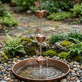 Topadorn 7.85 FT Rain Chains Decorative Iron Gutter Chain with 12 Rain Collector Cups with Hummingbird Petal Iron Flower Cups Garden Decorative