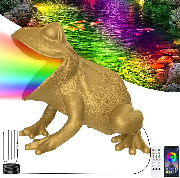 Pond Light with APP, 6W Frog Fountain Light led Underwater with 12V Transformer, IP68 Waterproof Underwater Pond Lights with 32FT Cable for Ponds Waterfall Fountain Water Feature, 1 SpotLights