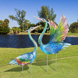 Suzile 2 Pack Garden Crane Statues Outdoor Heron Garden Animal Sculpture Metal Large Birds Lawn Sculptures and Statues for Patio Pond Patio Porch Outside Decorations