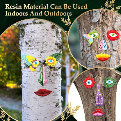Vercraft 3 Pack Tree Face Decor Outdoor with Screws Old Man Ghost Tree Art for Easter Halloween Garden Outdoors and Indoors (Cute Style)