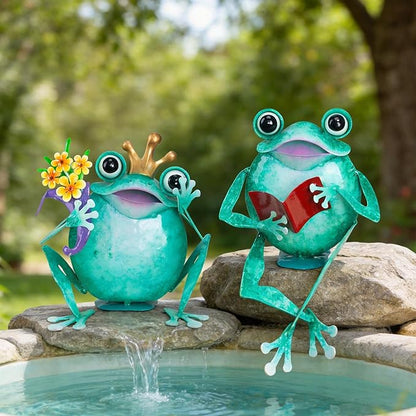 Ratuor Frog Statue Garden Outdoor Decor Metal Frog Yard Art Sculpture Lawn Ornaments for Backyard Pond Patio Porch Outside Decorations