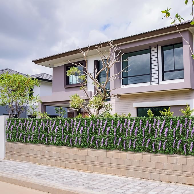 DOEWORKS Expandable Fence Privacy Screen for Balcony Patio Outdoor, 2PCS Faux Ivy Fencing Panel for Backdrop Garden Backyard Home Decorations