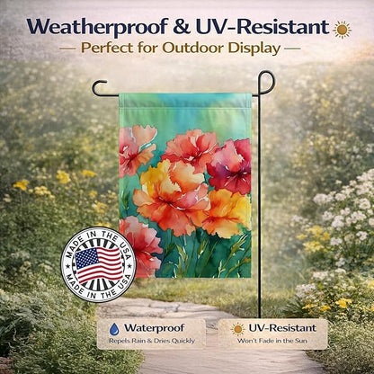 Caroline's Treasures Ohio Scarlet Carnations in Watercolor Garden Flag Mailbox Flag Decorative Yard Flag Banner Outside Patio Artwork Yard Flower Beds, Garden Size, Multicolor