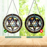 Star of David Stained Glass Window Hanging Suncatcher with Chain - 7.9" Outdoor/Indoor Art Decor for Home Garden, Thanksgiving, Wedding, Mother's, Valentine's & Christmas Ornaments Present