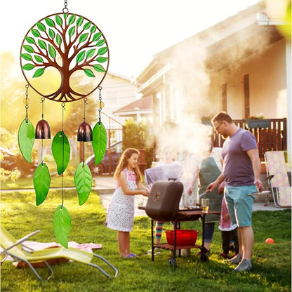 CoTa Global Tree of Life Wind Chime - Handmade Metal Hanging Decor, Rustic Brown Garden Ornament with Metal Tubes, Indoor Outdoor Porch Patio Yard Decoration - 24 Inches