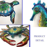 Weibefee Metal Sea Turtle Seahorse Crab Beach Themed Bathroom Wall Art Mother's Day Decor, Ocean Themed Wall Mother's Day Decorations Gift for Home Bathroom,10 Inch, Set of 3…