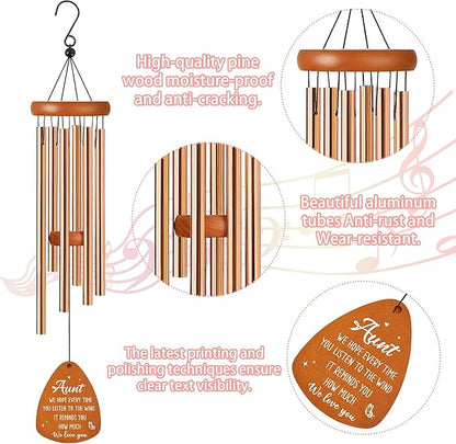 Aunt Wind Chimes for Outside, Gifts for Aunt Windchimes Outdoors for Patio Porch Garden Yard Hanging, Mothers Day Birthday Gifts for Women Aunts from Niece Nephew