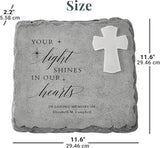 Let's Make Memories Personalized Memorial Garden Stone - Engraved Sympathy Garden Marker - Condolences - Solar Cross - Your Light Shines