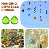M METERXITY 10-Pack Crystal Ball Prisms, 24mm/0.94 Inch Chandelier Pendant Maker Hanging Crystals Chandelier Prisms for Home/Windows/Garden/DIY Decoration[Green]