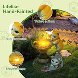 Solar Two Kittens Garden Statues with LED Lights, Outdoor Decor for Patio Yard Balcony - Unique Housewarming Birthday Gifts for Women Mom Grandma