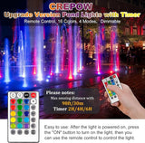 RGBW Pond Lights with Timer, 18 LED Super Bright Underwater Submersible Fountain Lights Color Changing Spotlights, Remote Control IP68 Waterproof for Fish Aquarium Tank Garden Pool (Set of 5)
