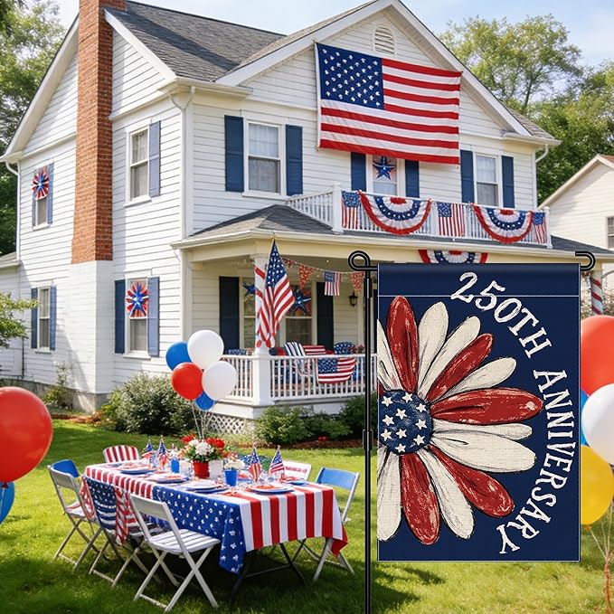 250th Anniversary America Garden Flag, 250 Anniversary USA Flag Patriotic Banner 250 Years of Freedom Yard Sign 4th of July Double-Sided Waterproof 1776-2026 Commemorative Flag 12x18 Inch