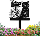 Personalized Metal Cat Garden Signs with Stake, Custom Garden Signs for Outside Waterproof, Customized Name Sign Yard Lawn Gardens Decor Gardening Gifts for Moms Grandmas Gardeners
