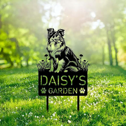 Custom Shetland Sheepdog Dog Metal Memorial Garden Stake Personalized Pet Grave Marker Name Sign Remembrance Stake Decor,Memorial Statue Sign for Garden Outdoor Outside Yard Decor Sympathy Dog Loss.