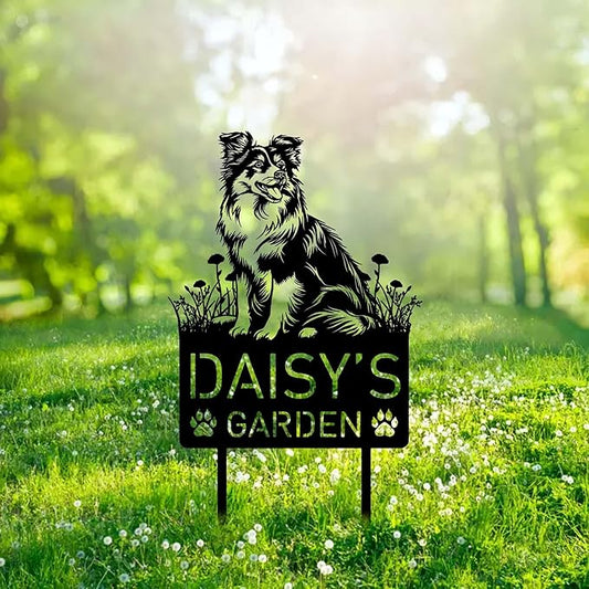 Custom Shetland Sheepdog Dog Metal Memorial Garden Stake Personalized Pet Grave Marker Name Sign Remembrance Stake Decor,Memorial Statue Sign for Garden Outdoor Outside Yard Decor Sympathy Dog Loss.