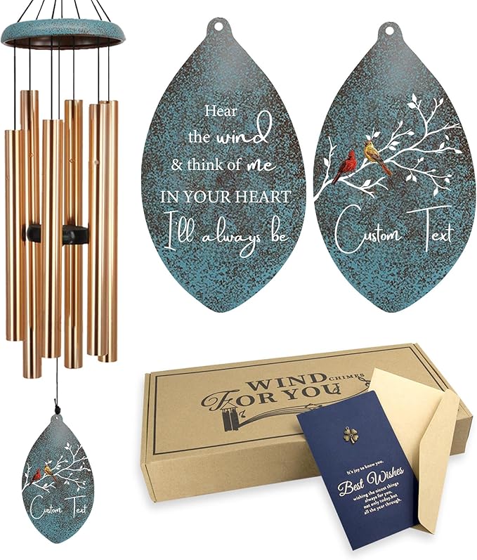 ASTARIN Personalized Sympathy Wind Chimes Deep Tone, 35inch Cardinal Wind Chimes, in Loving Memory of Dad/Mom, Memorial Gifts for Funeral Condolences(Produced in USA)