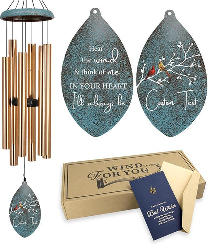 ASTARIN Personalized Sympathy Wind Chimes Deep Tone, 35inch Cardinal Wind Chimes, in Loving Memory of Dad/Mom, Memorial Gifts for Funeral Condolences(Produced in USA)
