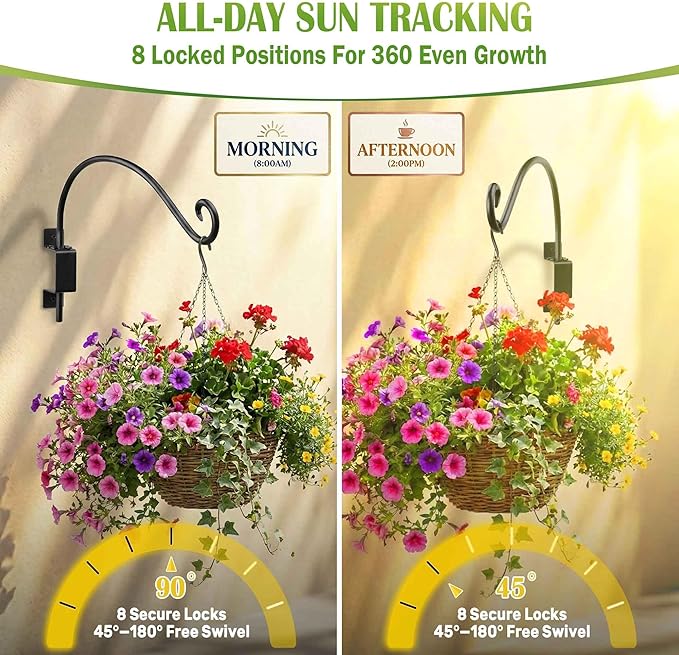 Lifyzoon Swivel Bird Feeder Hanger Hook: 12 Inch Swivel Hanging Plant Bracket, 50lbs Weight Capacity - Heavy Duty Outdoor Hooks for Hanging Bird Feeders, Flower Baskets, Lanterns, Wind Chimes
