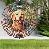 Golden Retriever Wind Spinner Pet Dog Memorial Gifts, Vibrant 3D Kinetic Aluminum Metal Hanging Outdoor Garden Decor, Loss of Dogs Sympathy Gifts, 8" Wind Sculptures for Patio, Porch Yard Art (GR5)