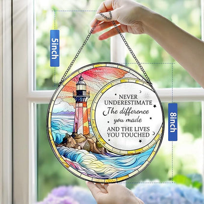 Thank You Gifts, Stained Glass Suncatcher Ornament, Window Hanging, Going Away/Goodbye, Appreciation, Retirement Gifts for Women, Men, Coworker, Boss, Friend | Retirement Party Decorations - Style J