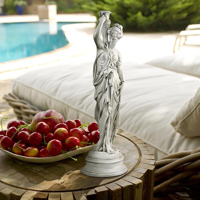 Design Toscano Dione the Divine Greek Water Woman Indoor/Outdoor Garden Statue, Medium, 22 inches tall, Cast Stone Resin, Antique Stone Finish