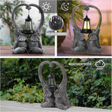 Elephant Statue Garden Decor with LED Solar Lights-Set of 2 Good Luck Elephant Outdoor Statue Christmas Decorations for Yard Patio Porch Home for Women Mom Grandma