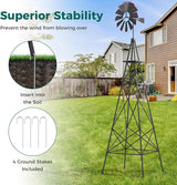 Tangkula 8.3FT Windmill Yard Garden Metal Ornamental Wind Mill Weather Vane Weather Resistant (Grey)