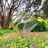 Wind Spinner Metal Garden Spinners Outdoor Garden Art for Backyard Outdoor Hanging Decor and Spinners for Yard and Garden Ornaments 3D Shape (Silver Diamond)