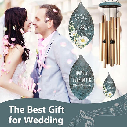 ASTARIN Engagement Gifts Wind Chime, Personalized Names & Date Wind Chimes Gifts for Couple 2025, Wedding Gift for Newlywed Bride Groom Husband Wife, Gift Valentine’s Day Produced in USA