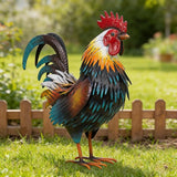 Ratuor Rooster Garden Statue Sculpture Metal Chicken Yard Decor Outdoor Figurines Patio Backyard Decoration (Yellow)