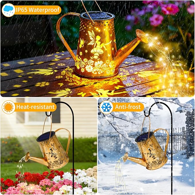2 Pack Solar Watering Can Lights, Gifts for Women Mom Grandma Birthday, Waterproof Outdoor Garden Decor Large Hanging Solar Lanterns Garden Lights for Patio Yard Flowerbed