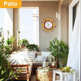 shumi Sun Outdoor Clock, Wall Clock with Temperature Waterproof, Silent Non-Ticking Outside Clocks for Patio Garden Pool Living Room Home