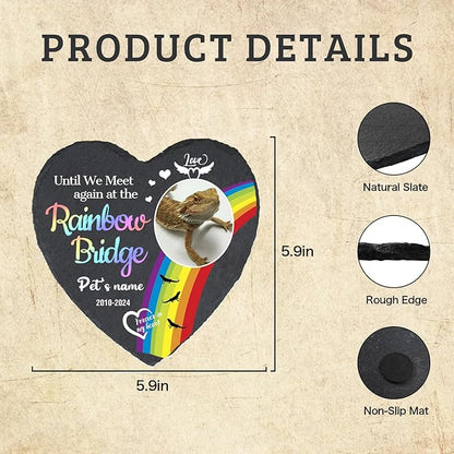 Cowcute Personalized Bearded Dragon Memorial Stone - Customized Sympathy Gift, Custom Garden Stone Grave Marker Headstone for Bearded Dragon, Heart Shaped