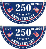 2PCS USA Anniversary 250th Flag, 1.5X3 FT Anniversary Fan Flags, Yard Signs Hanging Decor for Outdoor, Front Door, Porch, Welcome Backdrop with Brass Grommets (Style 1)