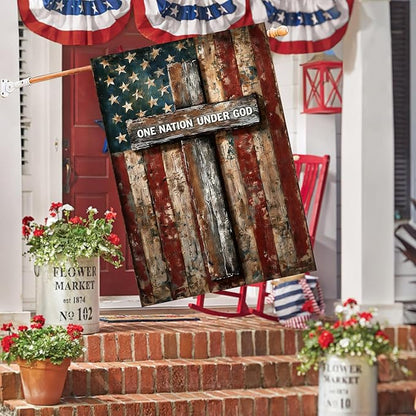 Patriotic American House Flag One Nation Under God Christian Garden Flags for Outside 28 x 40 Double Sided Large 250 Anniversary USA 4th of July Independence Memorial Day Decor